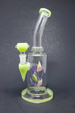 10" Green Leaf Percolator Shower Bend Bong