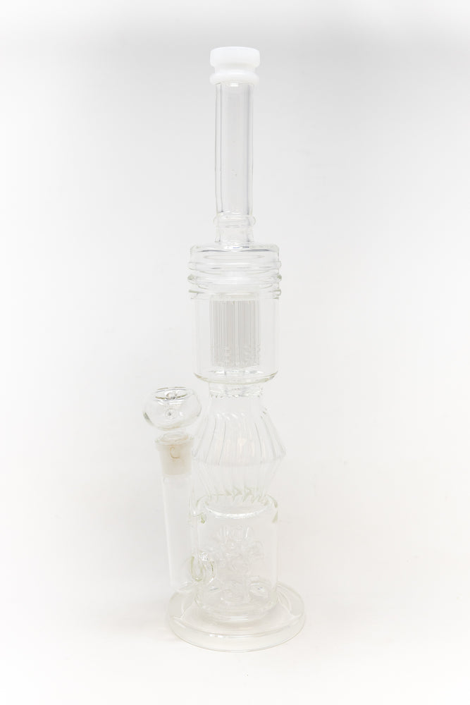 16" White Twisted Double Percolator w/ Splash Guard