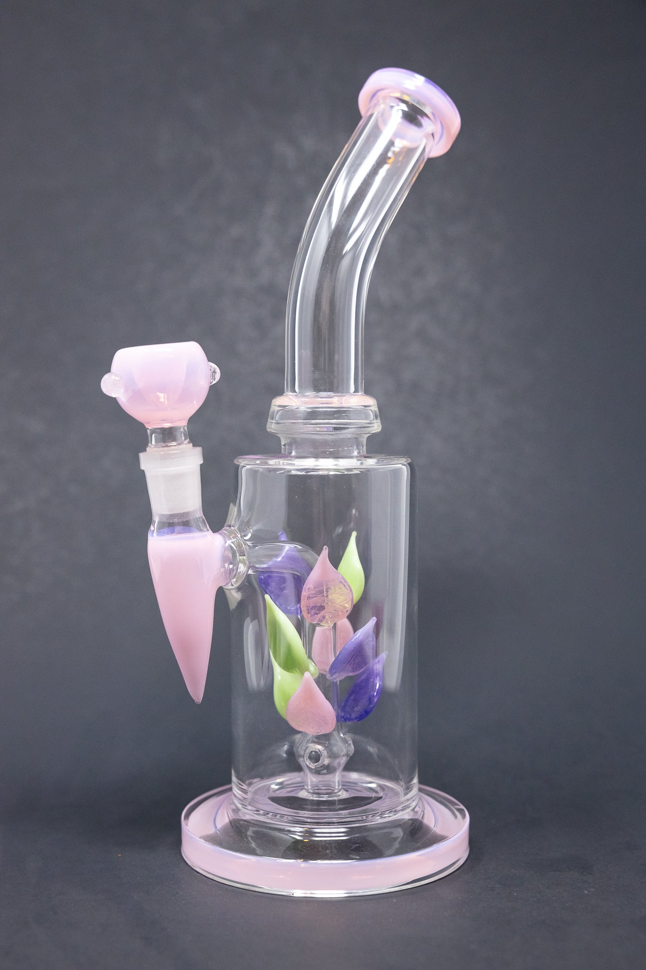 10" Pink Leaf Percolator Shower Bend Bong