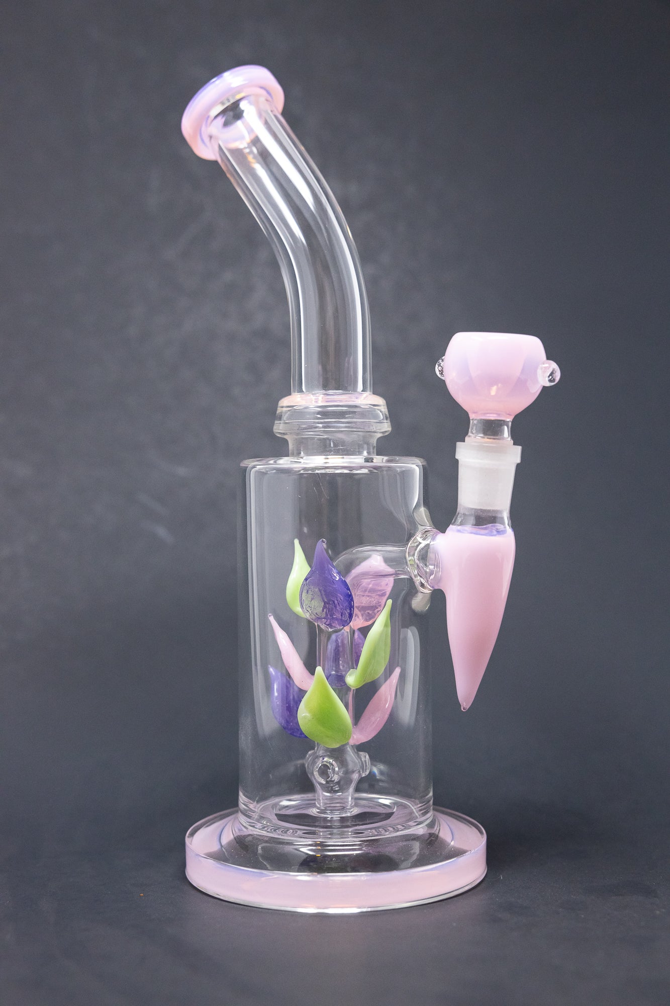 10" Pink Leaf Percolator Shower Bend Bong
