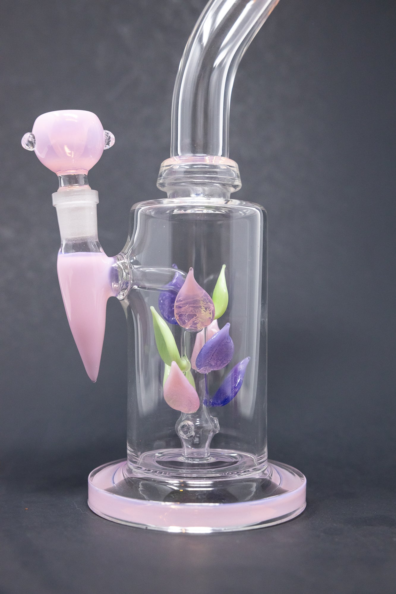 10" Pink Leaf Percolator Shower Bend Bong