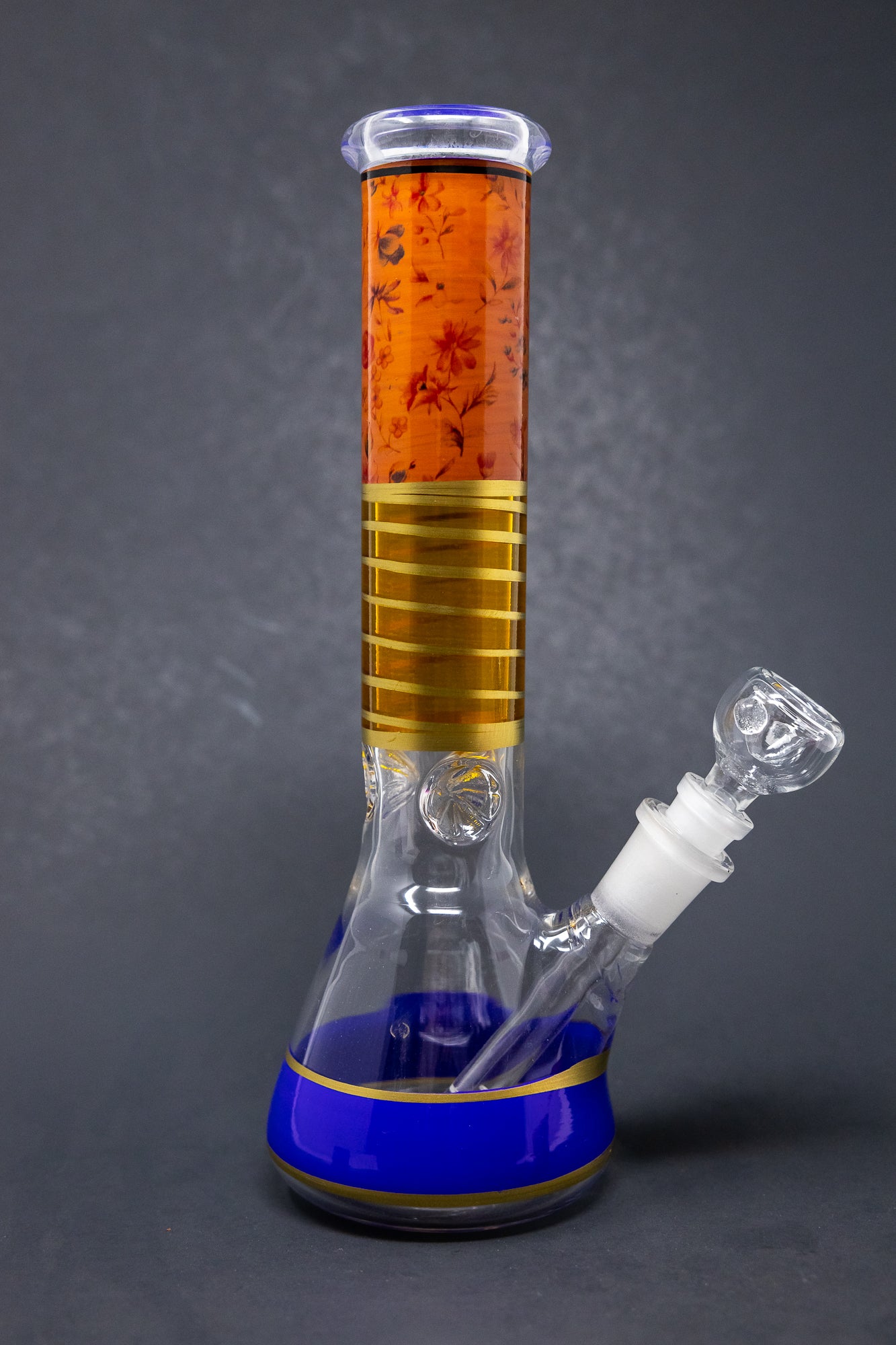 10" Purple Floral Beaker Bong w/ Ice Catcher