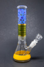 10" Blue Floral Yellow Bottom Bong