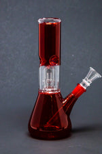 8" Red Single Perk Bong w/ Ice Catcher