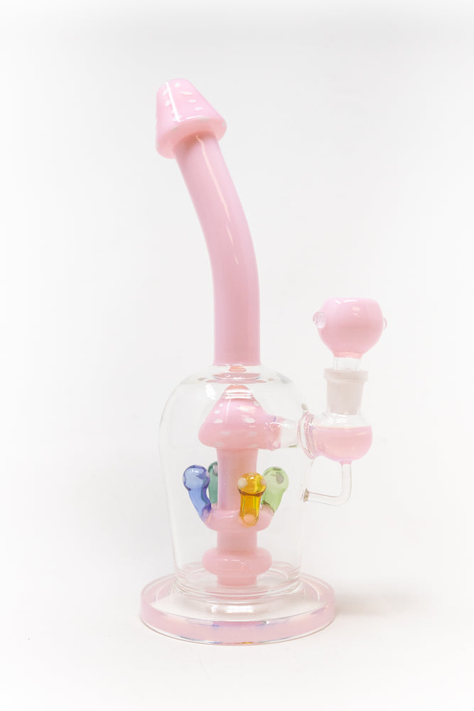 10" Pink Mushroom Shower Bend Bong
