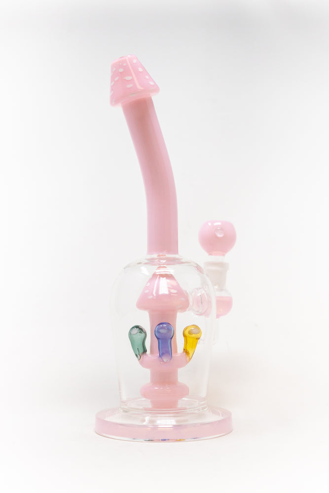 10" Pink Mushroom Shower Bend Bong