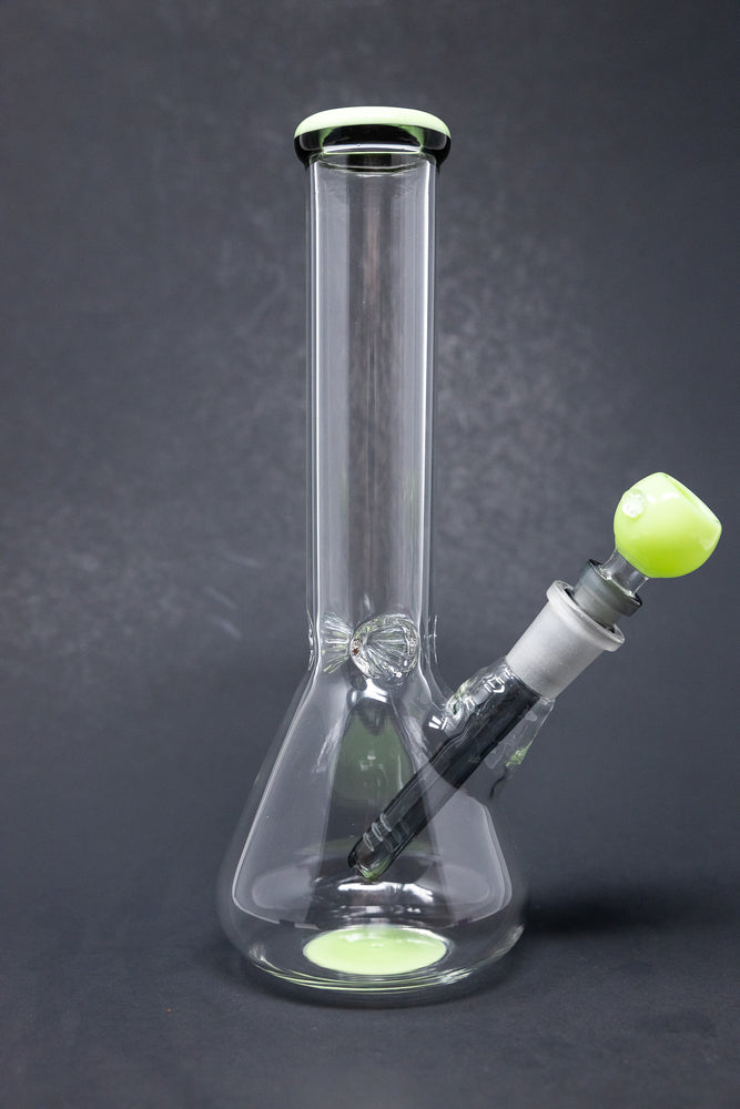 10" Milky Green Middle Accent Beaker Bong
