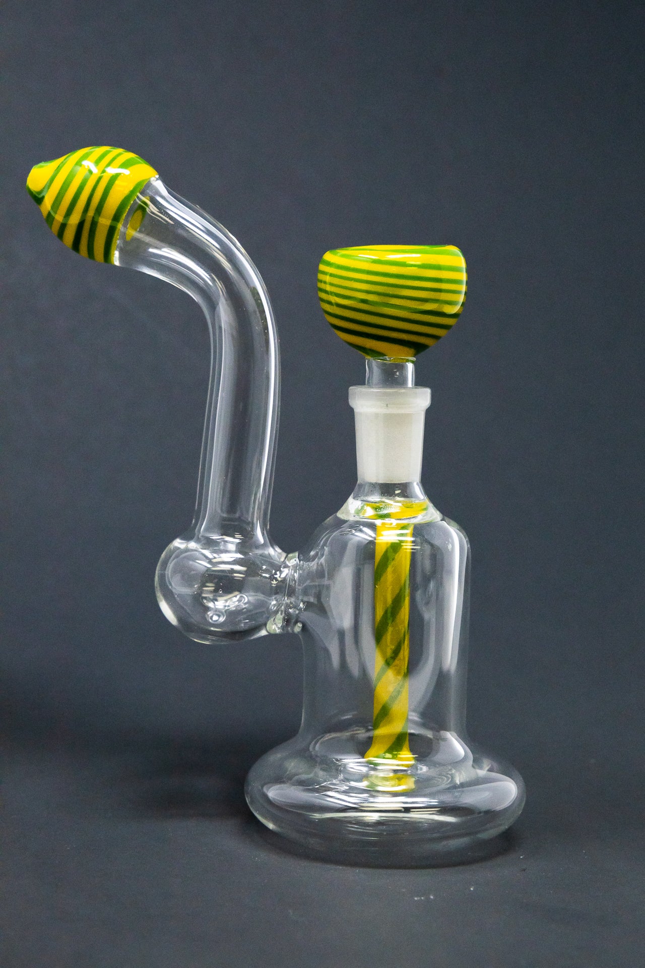 6" Green/Yellow Zig Zag Bubbler w/ Pull Out Bowl