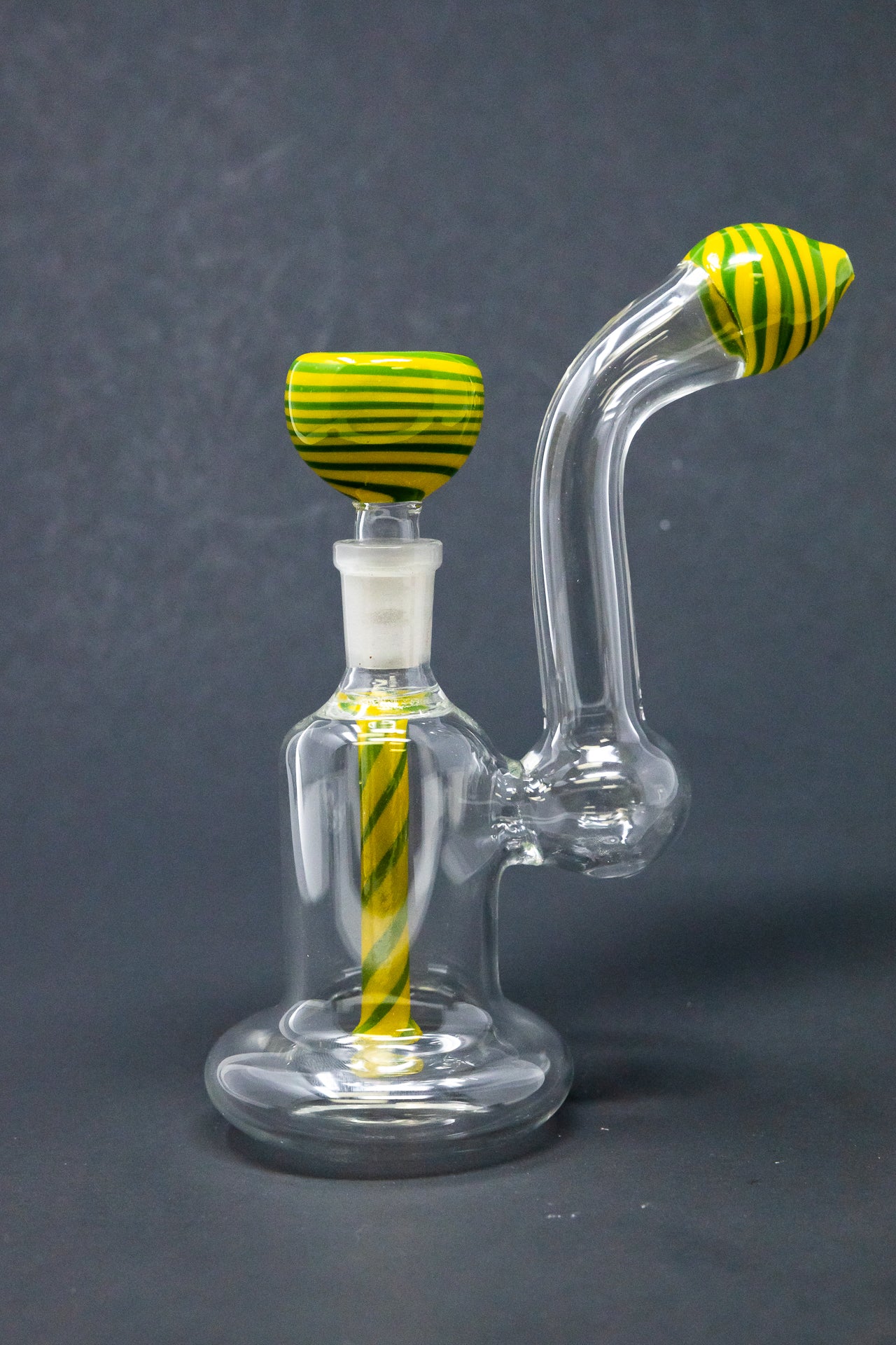 6" Green/Yellow Zig Zag Bubbler w/ Pull Out Bowl