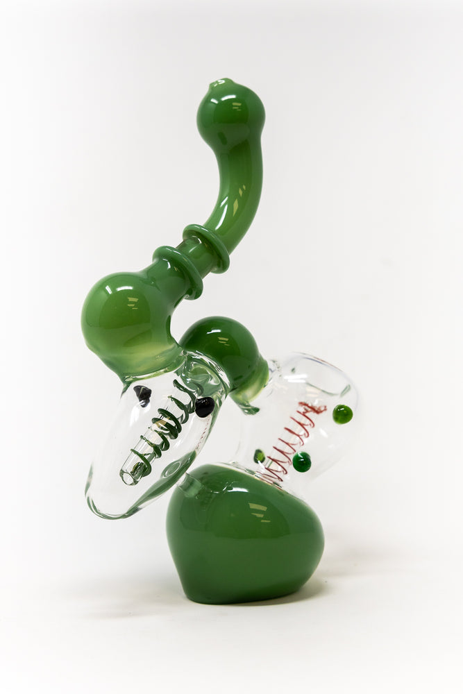 7" Milky Green Double Chamber Bubbler