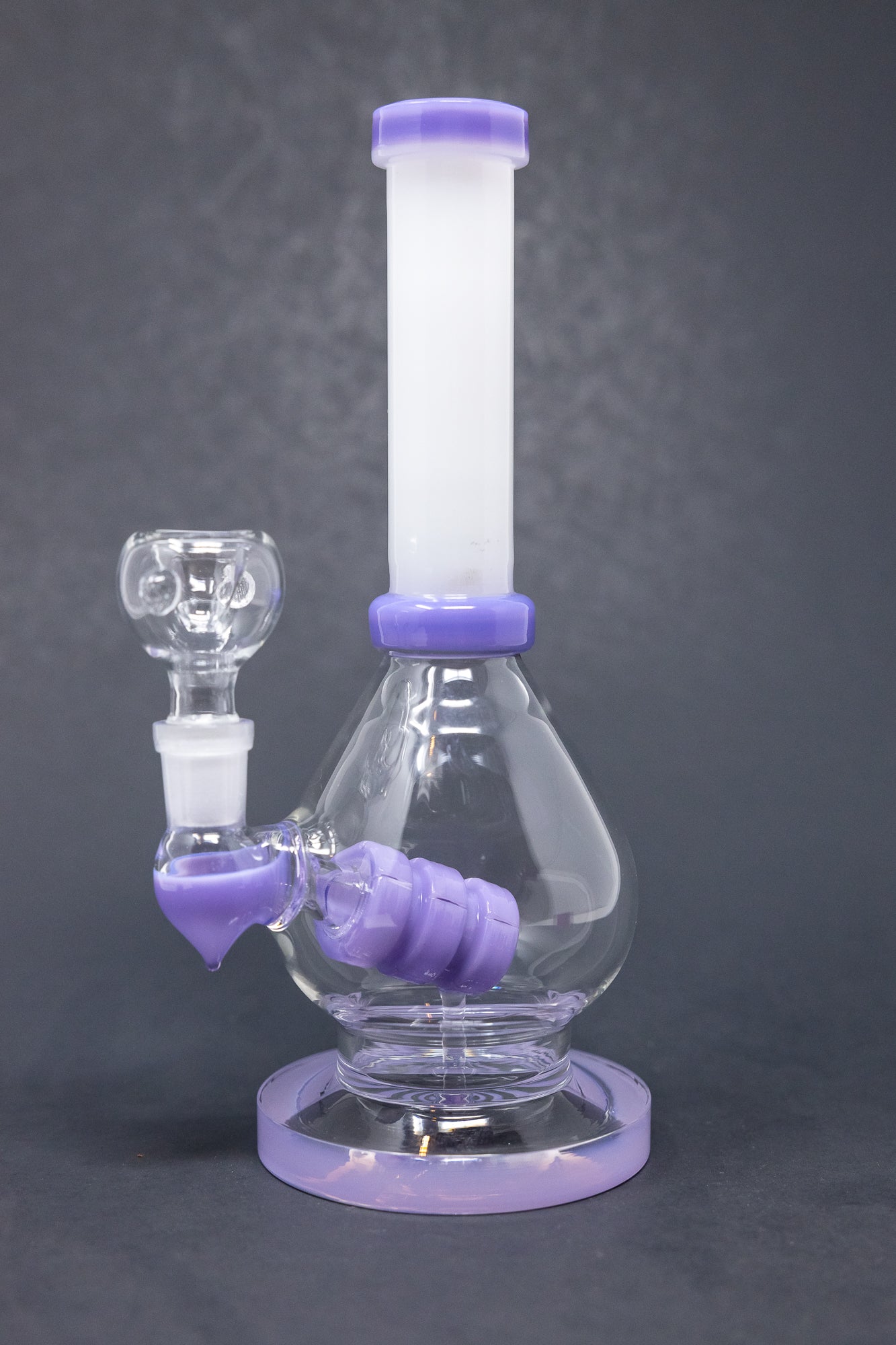8" Purple White Neck Flat Base Bong