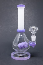 8" Purple White Neck Flat Base Bong