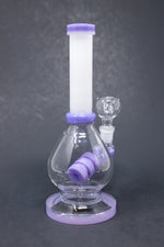 8" Purple White Neck Flat Base Bong