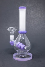 8" Purple White Neck Flat Base Bong