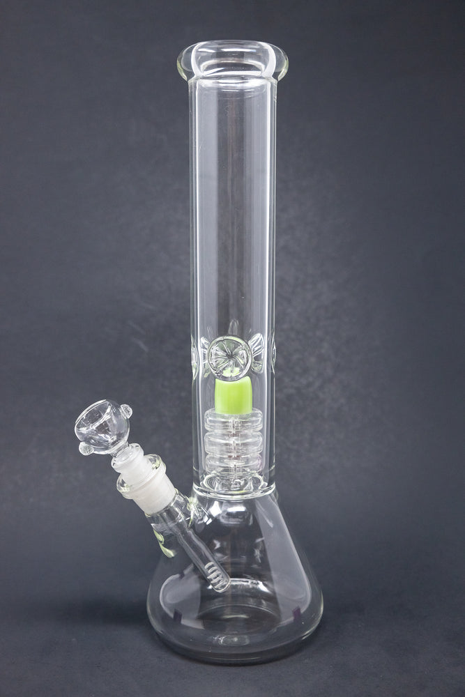 14" Green Slime Percolator Beaker Bong w/ Ice Catcher