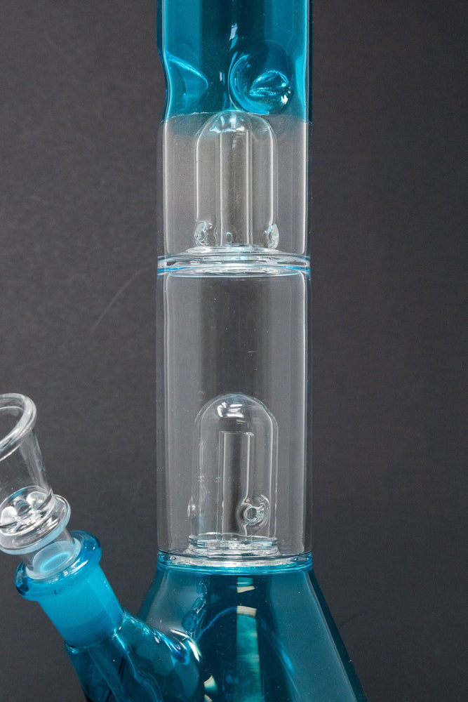 12" Double Percolator Neon Teal Bong