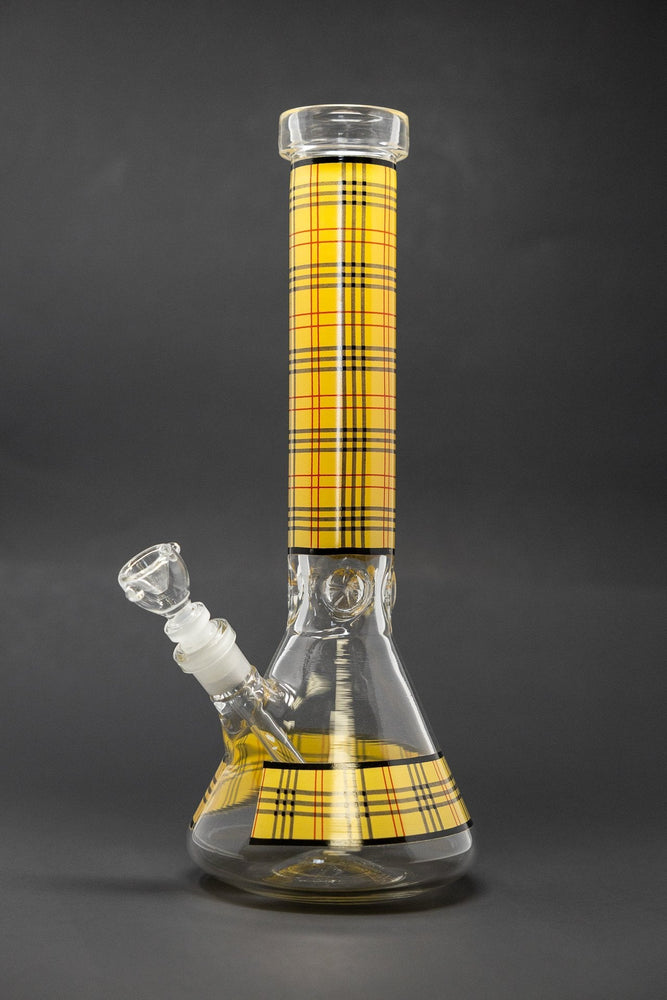 12" Beige Plaid Beaker Thick 7mm Bong