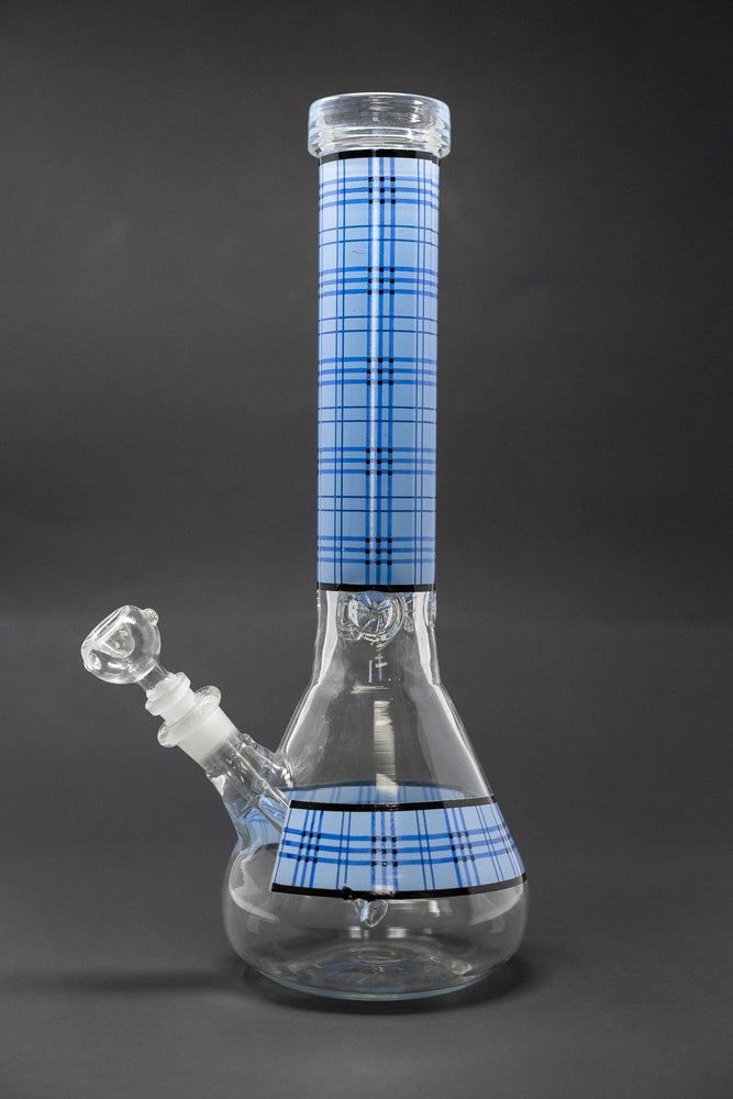12" Blue Plaid Beaker Thick 7mm Bong