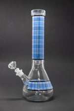 12" Blue Plaid Beaker Thick 7mm Bong