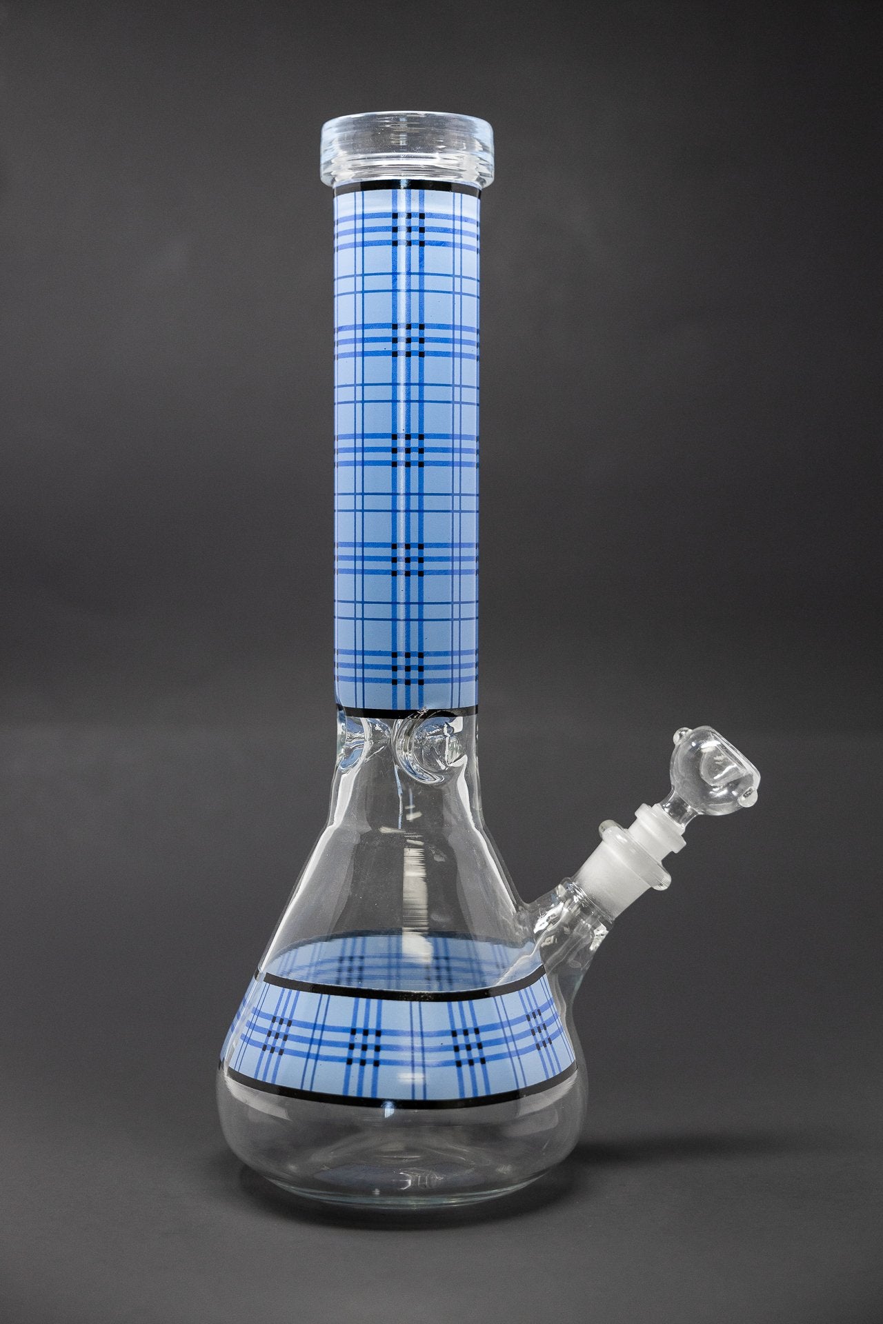 12" Blue Plaid Beaker Thick 7mm Bong