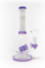 8" Purple White Neck Flat Base Bong