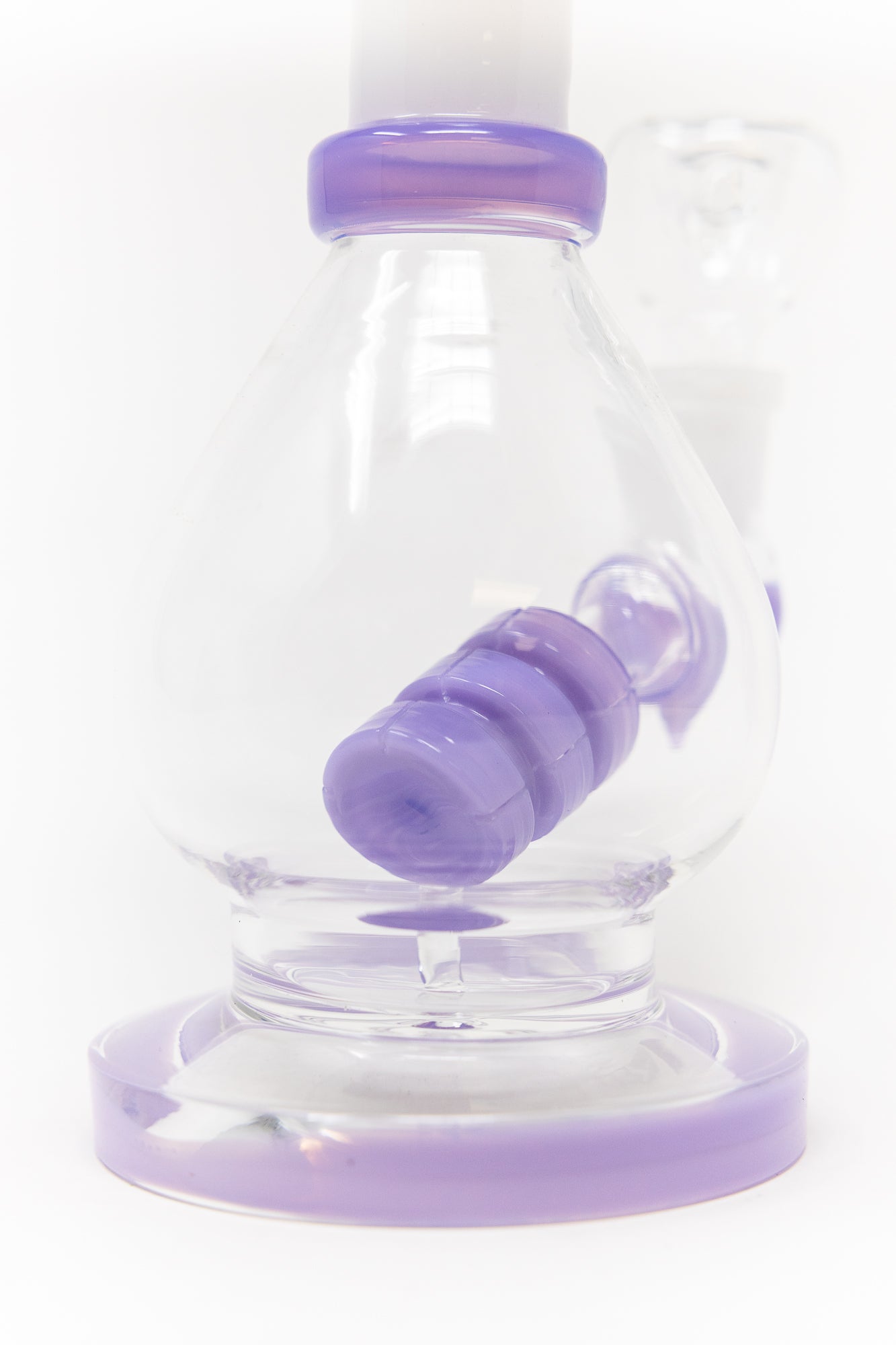 8" Purple White Neck Flat Base Bong