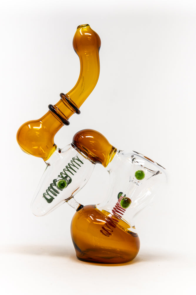 7" Dark Amber Double Chamber Bubbler