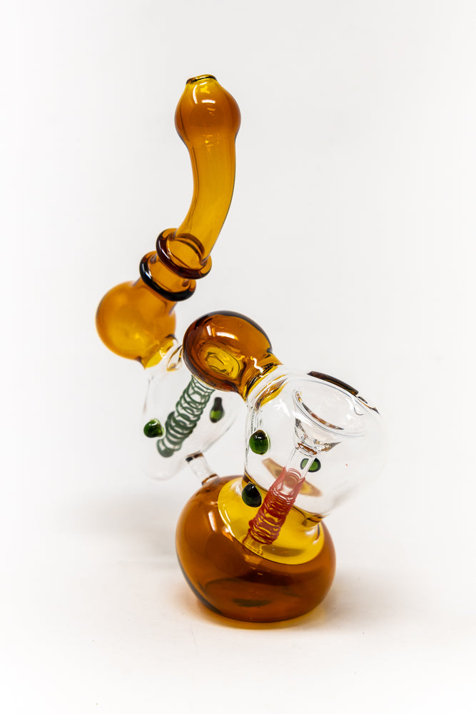 7" Dark Amber Double Chamber Bubbler