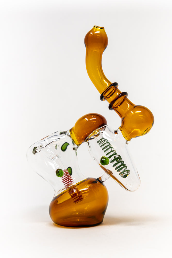 7" Dark Amber Double Chamber Bubbler