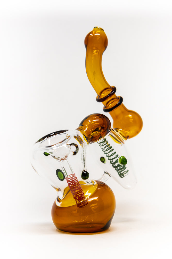 7" Dark Amber Double Chamber Bubbler