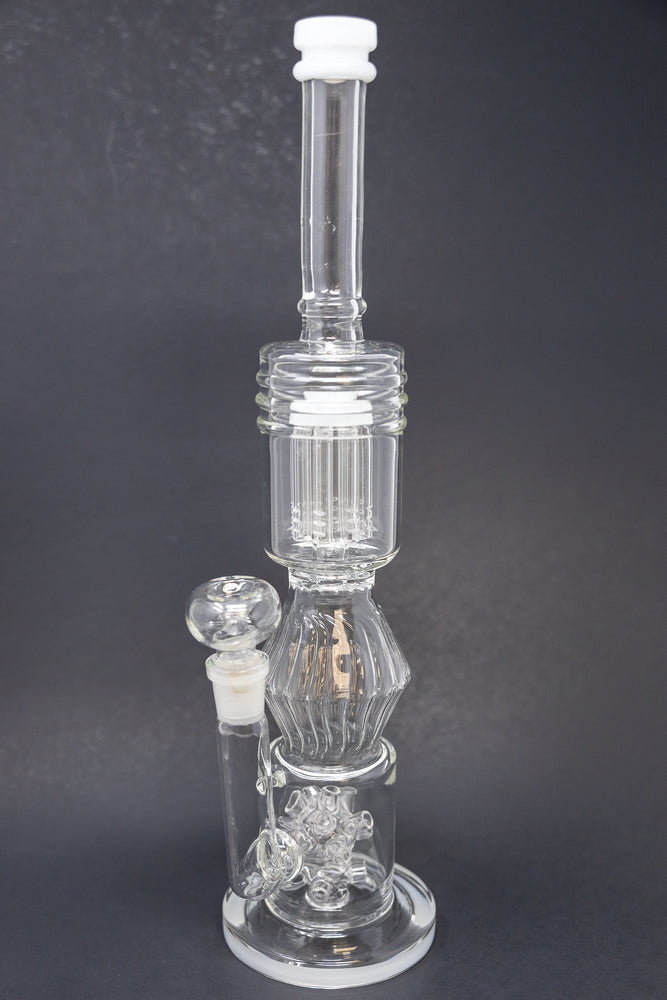 16" White Twisted Double Percolator w/ Splash Guard