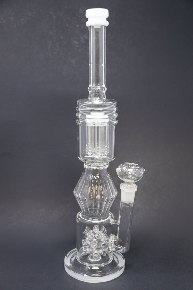 16" White Twisted Double Percolator w/ Splash Guard