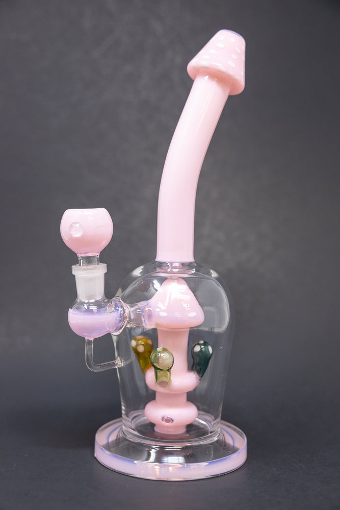 10" Pink Mushroom Shower Bend Bong