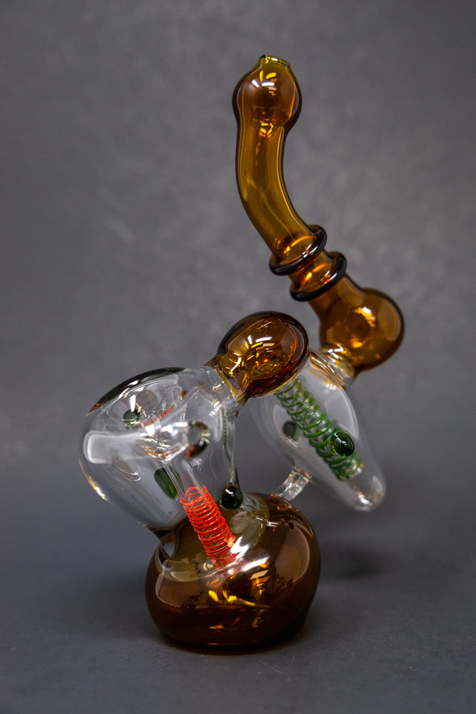 7" Dark Amber Double Chamber Bubbler