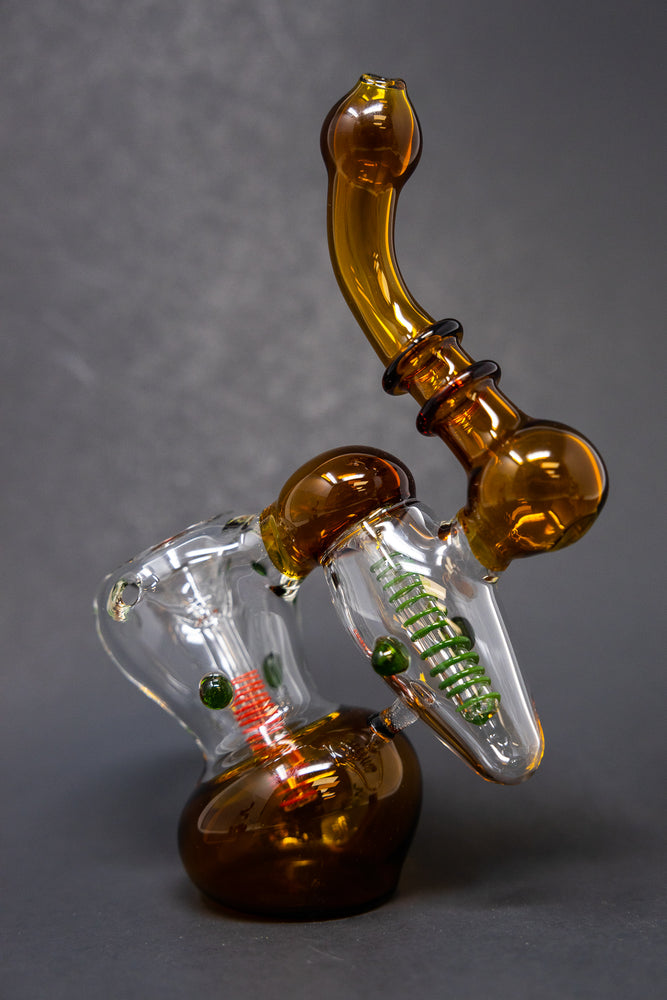 7" Dark Amber Double Chamber Bubbler