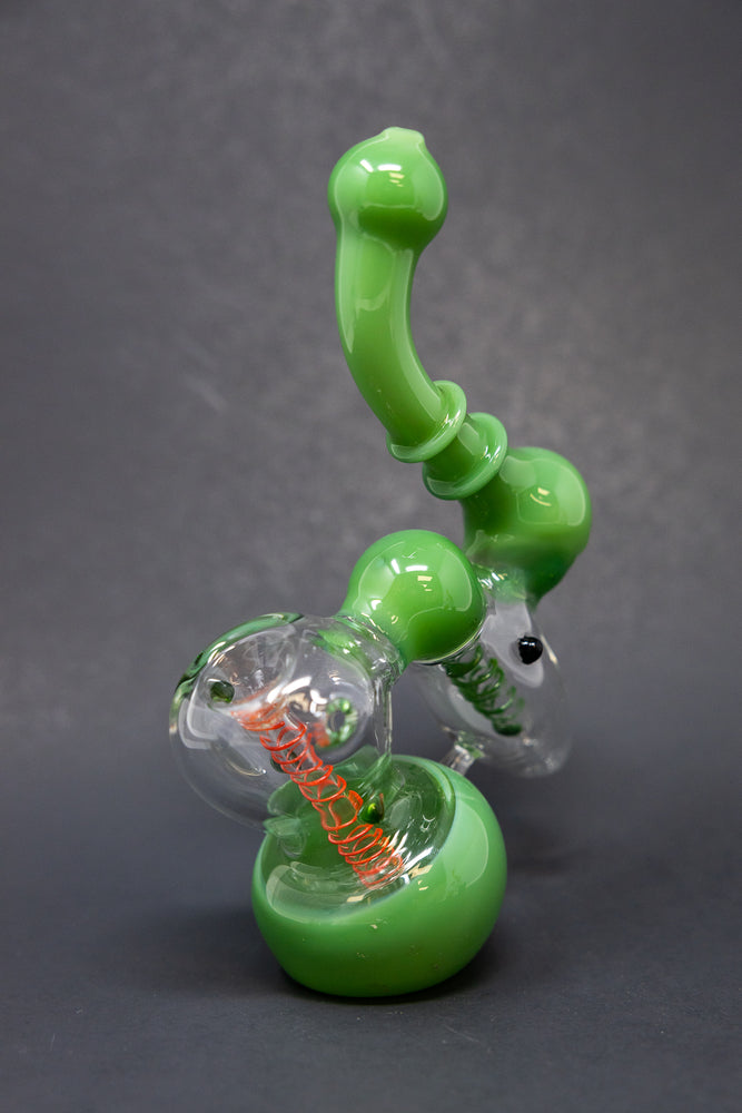 7" Milky Green Double Chamber Bubbler