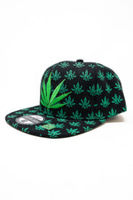 Black Snap Back Leaf Hat