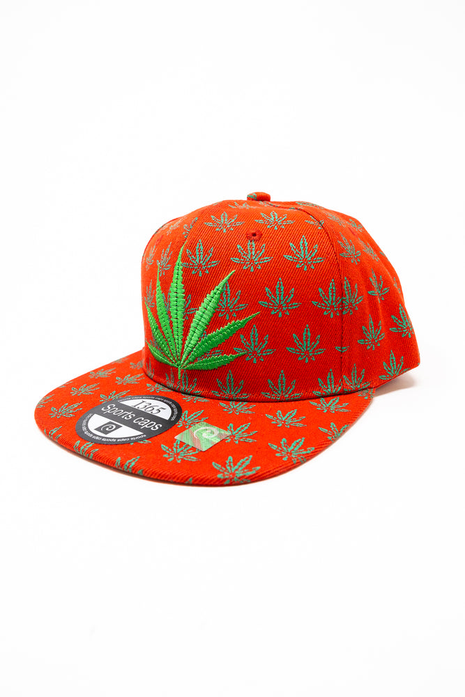 Red Snap Back Leaf Hat