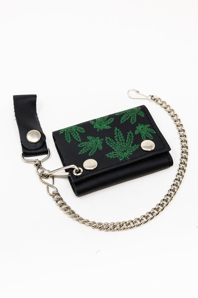 Black Leaf Chain Wallet