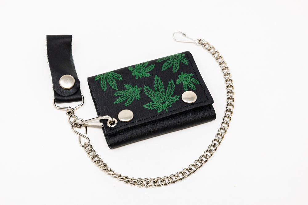 Black Leaf Chain Wallet