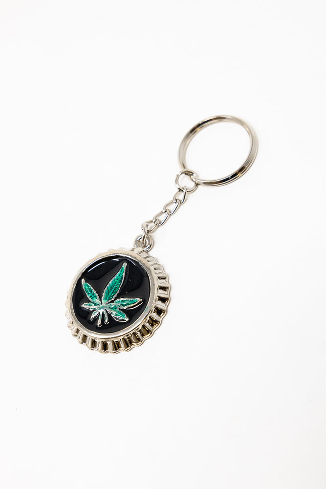 Leaf Bottle Cap Keychain