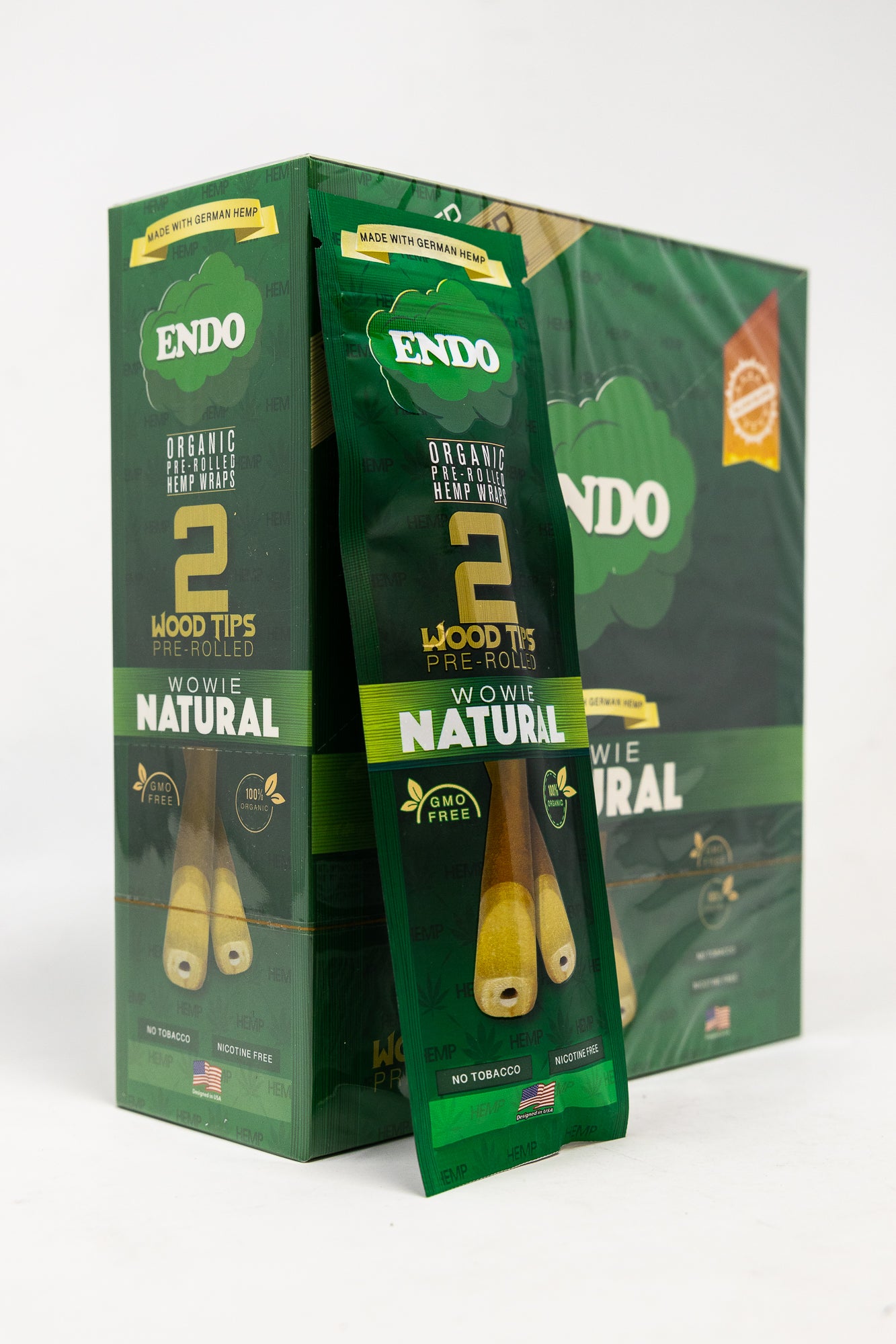 Endo Pre-Roll Wooden Tip Hemp Wrap - Wowie Natural