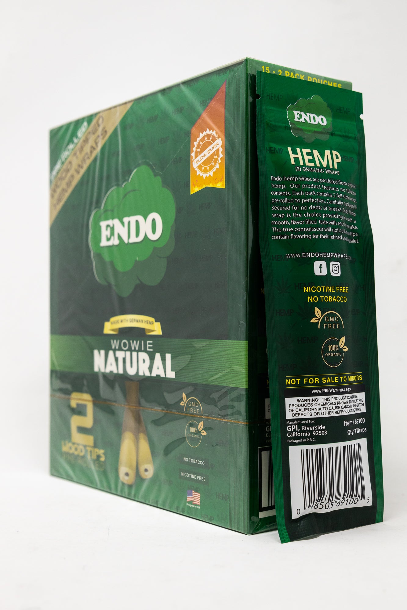 Endo Pre-Roll Wooden Tip Hemp Wrap - Wowie Natural