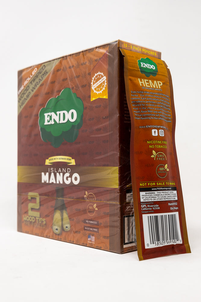 Endo Pre-Roll Wooden Tip Hemp Wrap - Mango Island