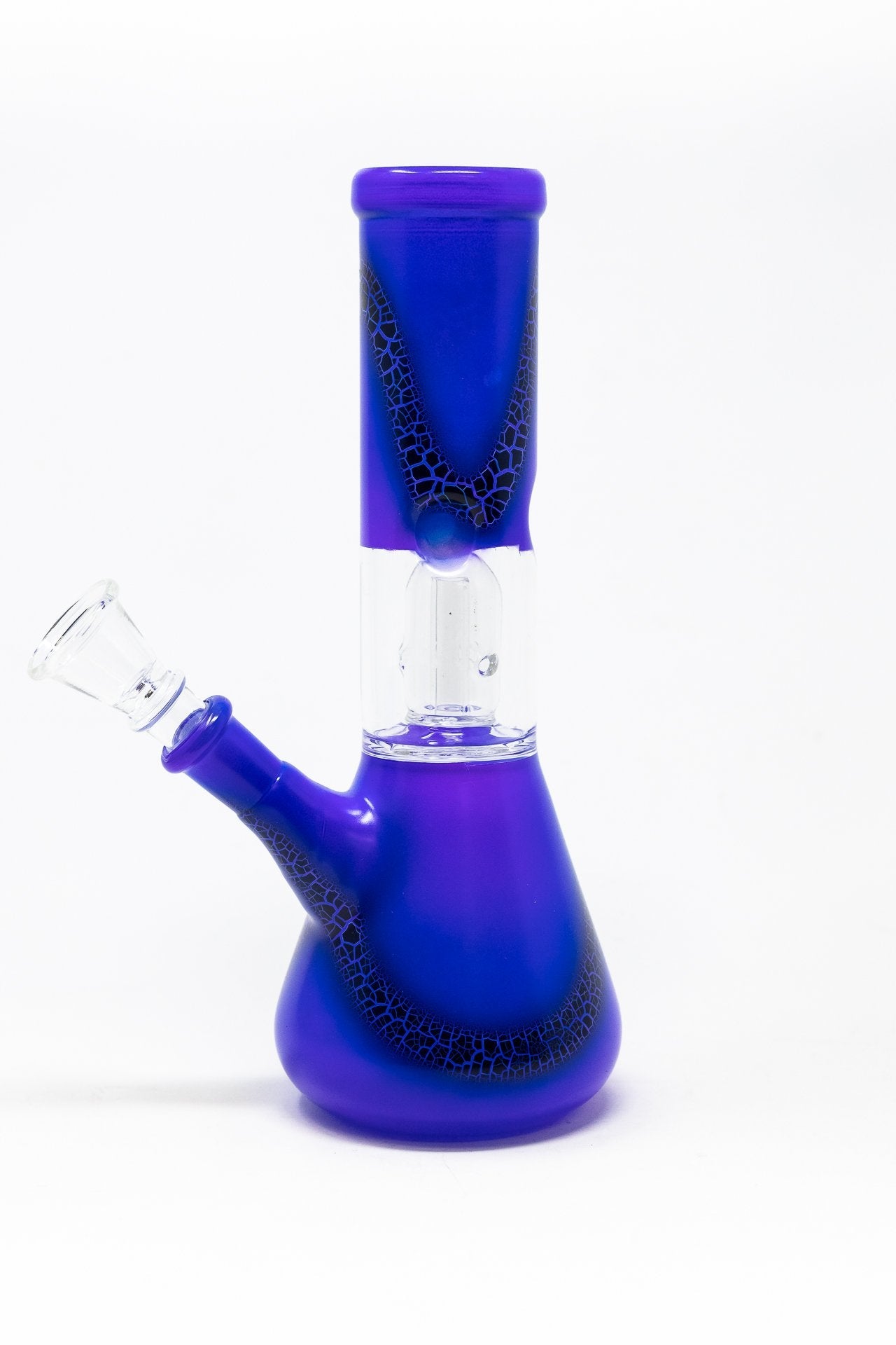 8" Purple Crackle Single Percolator Beaker Bong