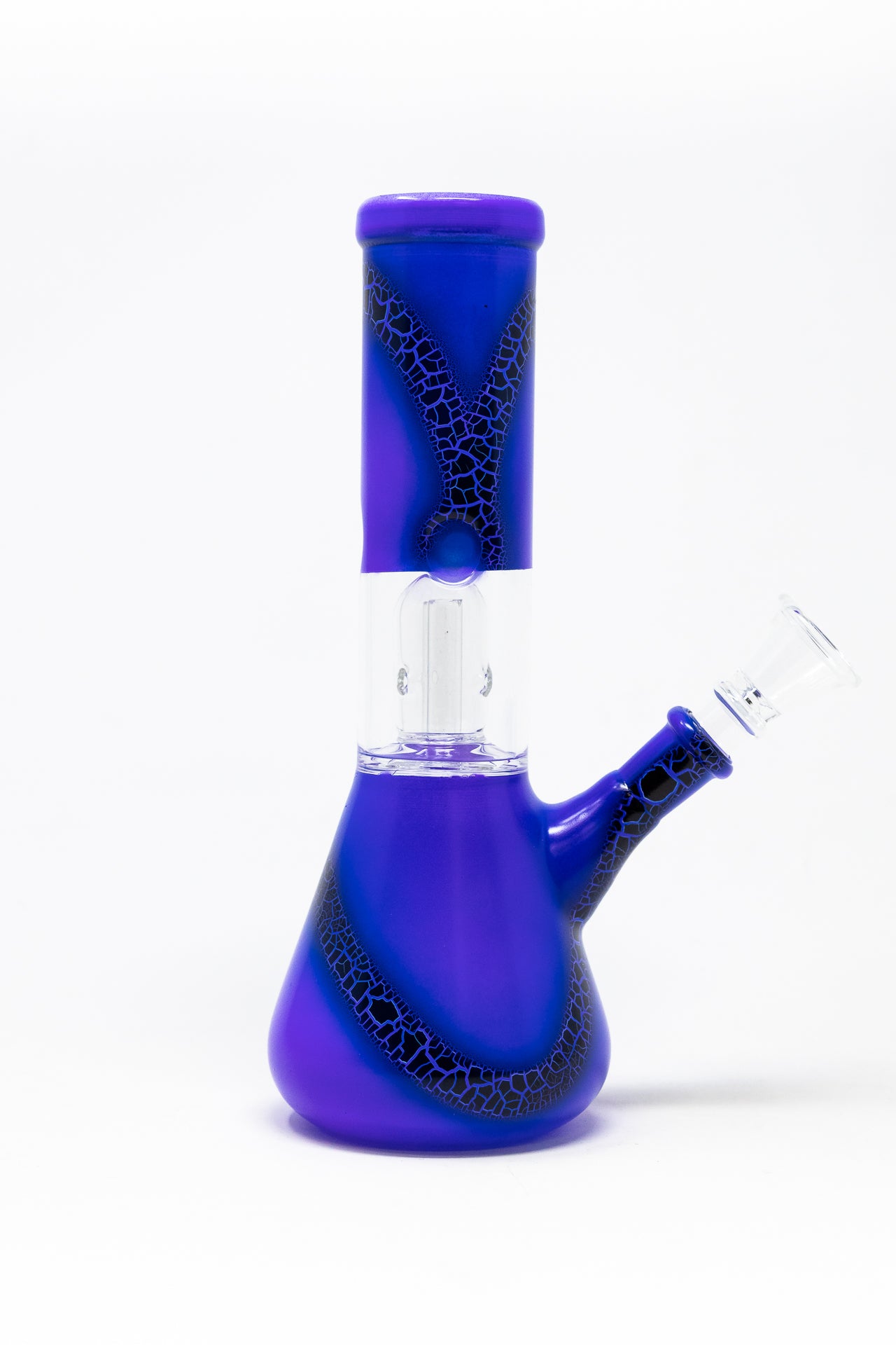 8" Purple Crackle Single Percolator Beaker Bong