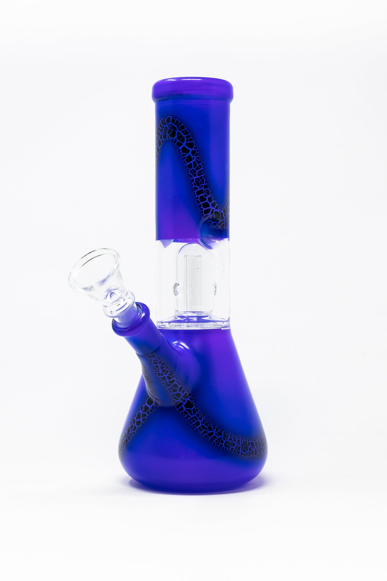 8" Purple Crackle Single Percolator Beaker Bong