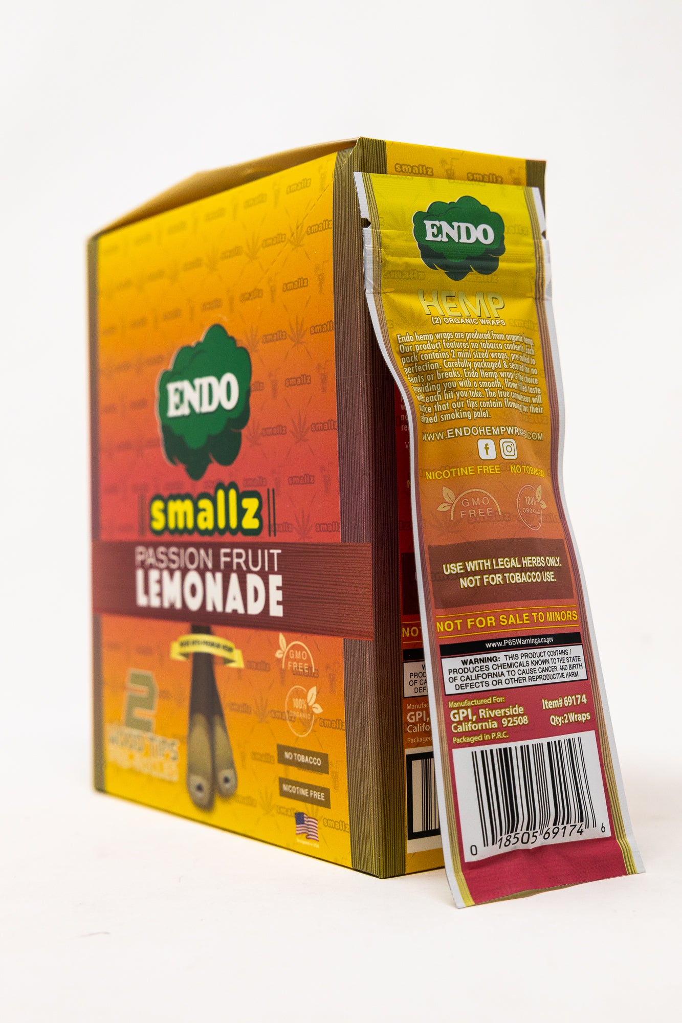Endo Mini Wooden Tip Hemp Wrap - Pass Fruit Lemonade
