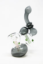 7" Premium Heavy Grey Double Chamber Bubbler w/ Carb Hole