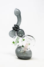 7" Premium Heavy Grey Double Chamber Bubbler w/ Carb Hole